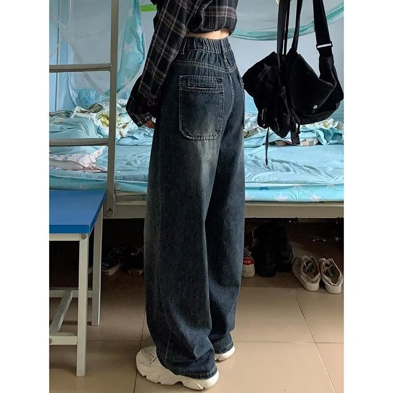 American Retro High Street Wide-Leg Jeans For Women, Loose Plus-Size Straight-Leg Slimming Long Pants - Image 4