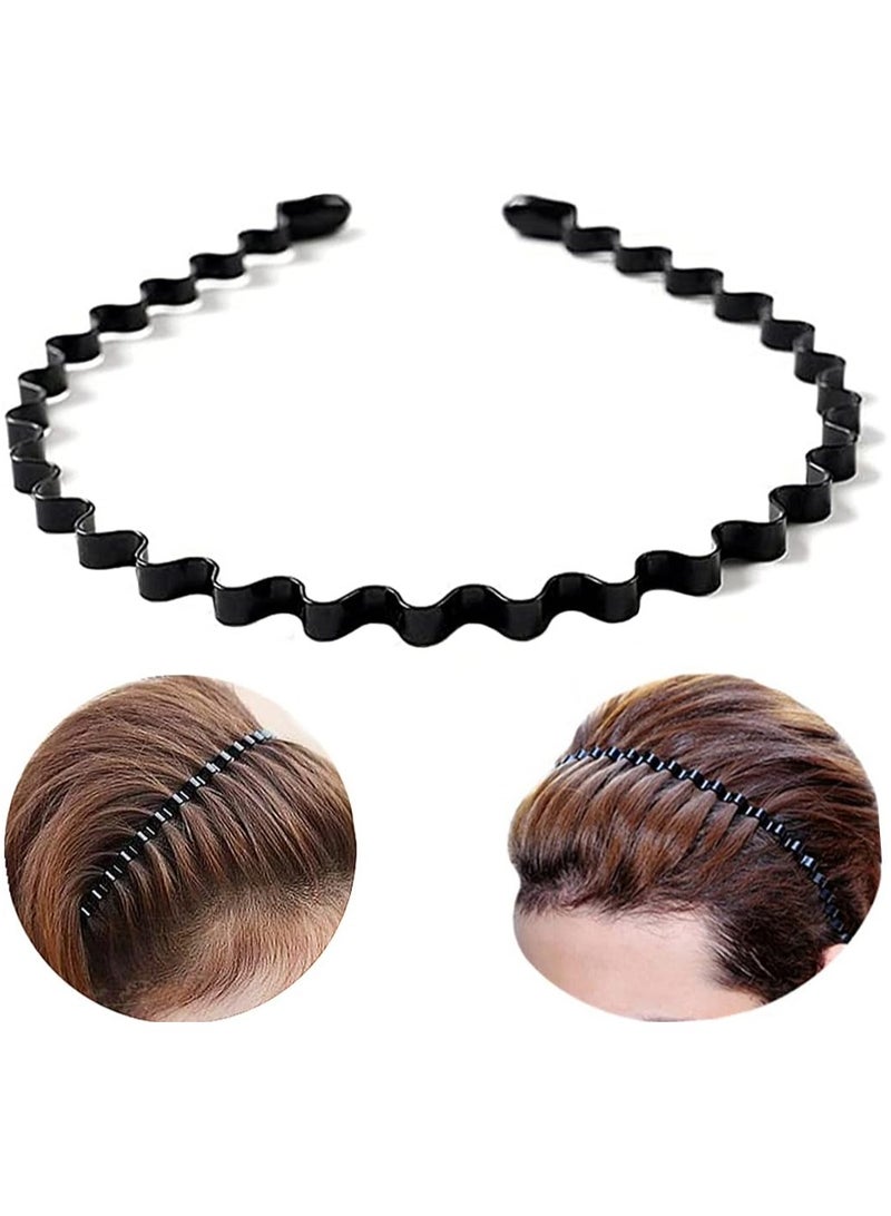 STAR BEJA 2pcs Metal Hair band-Multifunctional Unisex Wavy Black Metal Hairbands for Men & Women, Fashion Spring Hair Hoop band, Yoga Headband. sports hair band, Multipurpose Lightweight Stretchable Headwear. - Image 1