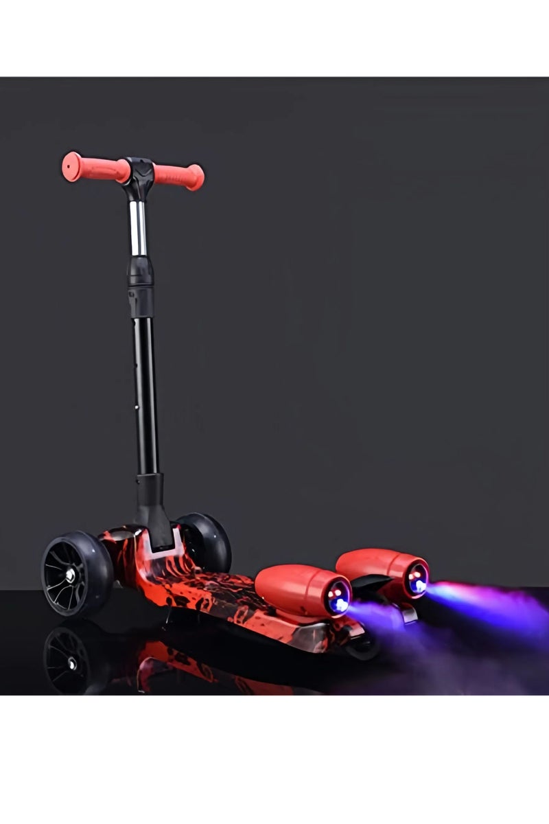 EASY FUTURE For Boys and Girls, Foldable & Safe Ride 3 Wheel Kick Scooter with LED Light-Up Wheels, Bluetooth Music, Water Spray Smoke Effect, Lean to Steer, for Kids Ages 3–14 - Image 2