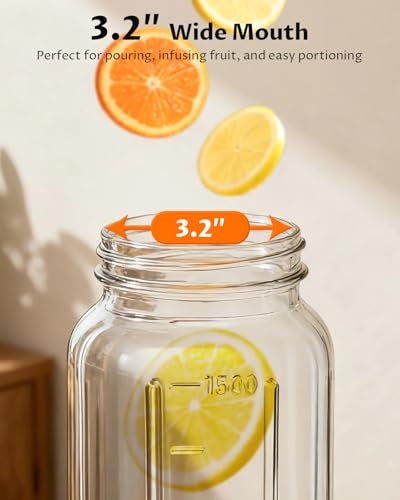 VA1KENE 2 Pack Mason Jar Pitcher – Airtight & Leakproof Glass Pitcher with Lid, 2 Quart (64 oz) 1/2 Gallon Mason Jar with Pour Spout Lid, Ideal for Breastmilk, Cold Brew, Sun Tea and Coffee - Image 5