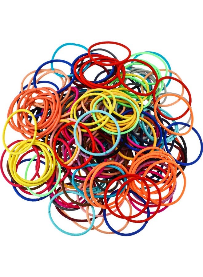 TecUnite 200 Pieces Nometal Hair Elastics Bulk Rubber Bands Hair Ties Ponytail Holders Hair Bands For Women Girls (Multicolor3 Mm X 5 Cm) - Image 2