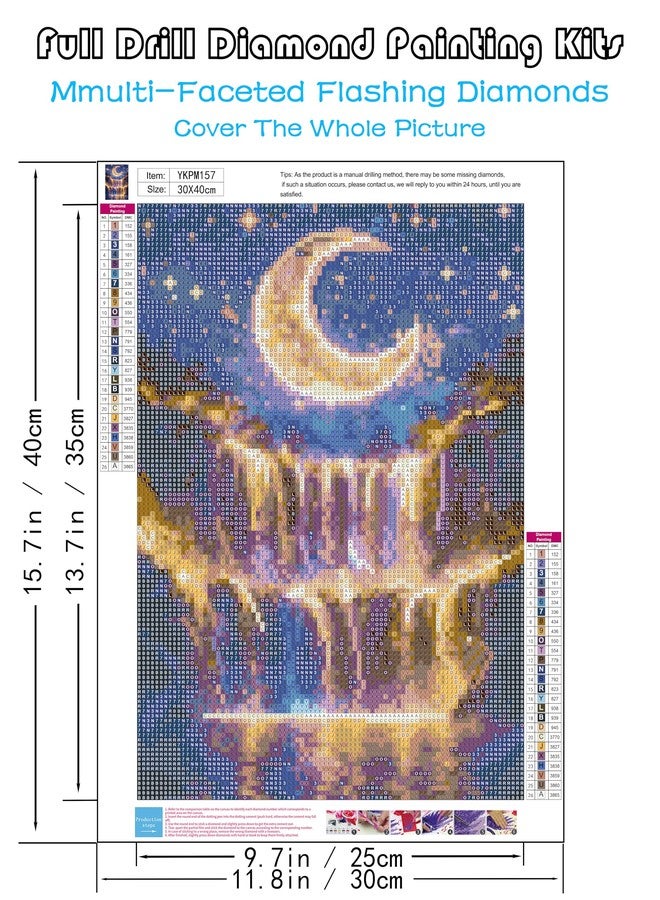 KINPLUB 5D Diamond Painting Kits for Adults Beginners, Moonlight Waterfall Diamond Art Kits for Adults, DIY Full Drill Round Moon Landscape Diamond Dots, Home Wall Decor 12x16 Inch - Image 3
