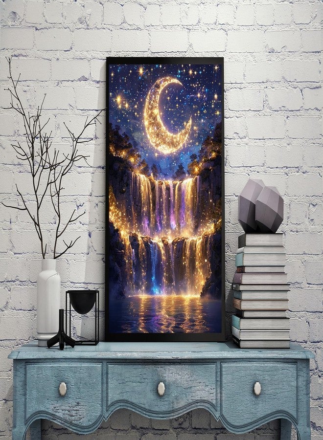 KINPLUB 5D Diamond Painting Kits for Adults Beginners, Moonlight Waterfall Diamond Art Kits for Adults, DIY Full Drill Round Moon Landscape Diamond Dots, Home Wall Decor 12x16 Inch - Image 5