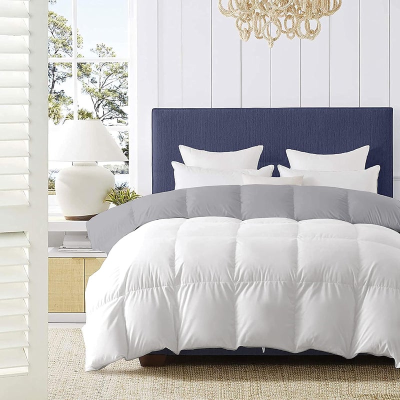 Indian Kingdom Indian Kingdom 500 GSM Winter Proof Comforter Premium Collection Quilted Revesible Comforter 90 x 100 Inches228cm x 254cm Double Bed ComforterSilverWhite 