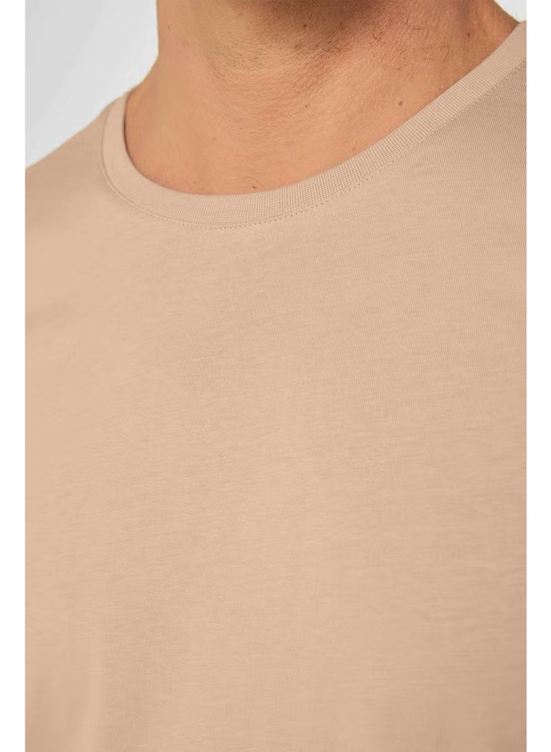 Tudors Men's Slim Fit Slim Cut 100% Cotton Soft Texture Mink Color Crew Neck T-Shirt - Image 3