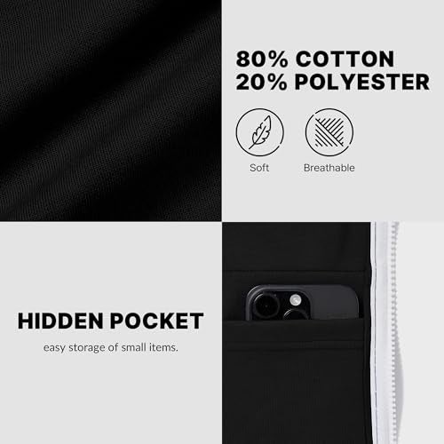 Ohoo Men's Zip Up Hoodie Lightweight Slim Fit Sweatshirt Full Zip Hooded Jacket / DCF002-BLACK-S - Image 5