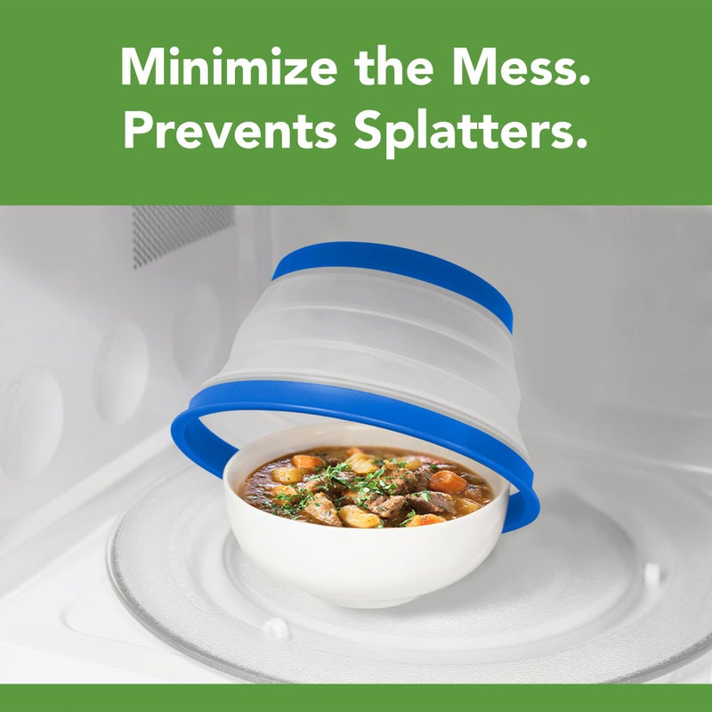 Tovolo Microwave Splatter Cover for Food, Small (Blue) - Collapsible & Vented Silicone Splatter Guard Lid - Microwave Plate & Dish Cover with Handle - BPA-Free Kitchen Gadget for Meal Prep - Image 2