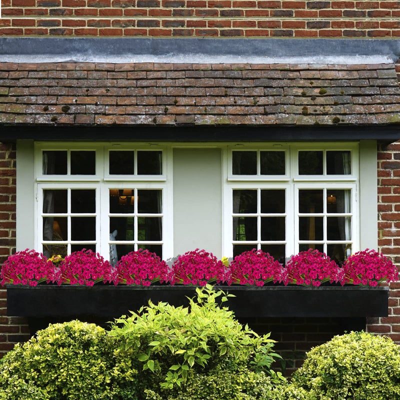 Gamity 15 Bundles Artificial Flowers UV Resistant Outdoor Plants No Fade Faux Plastic Shrubs Fake Silk Flowers Window Box Garden Porch Home Decoration(Fuchsia) - Image 2