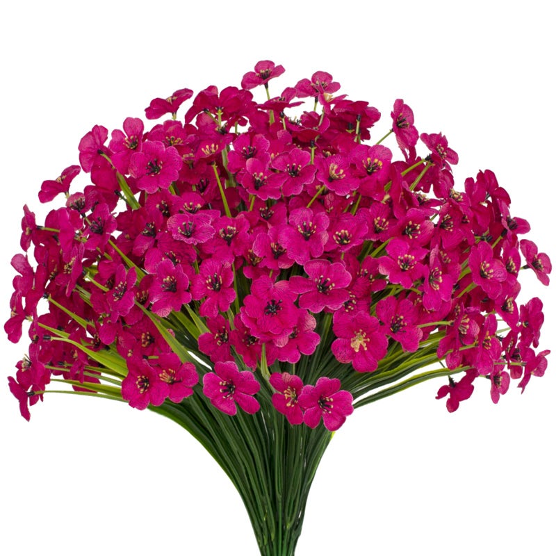 Gamity 15 Bundles Artificial Flowers UV Resistant Outdoor Plants No Fade Faux Plastic Shrubs Fake Silk Flowers Window Box Garden Porch Home Decoration(Fuchsia) - Image 1