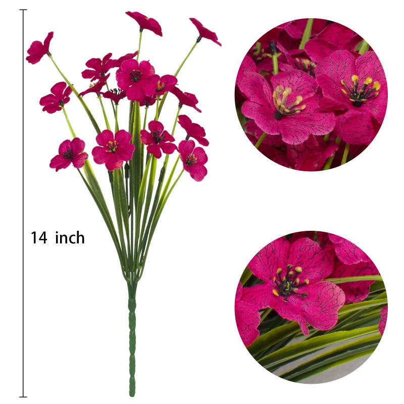Gamity 15 Bundles Artificial Flowers UV Resistant Outdoor Plants No Fade Faux Plastic Shrubs Fake Silk Flowers Window Box Garden Porch Home Decoration(Fuchsia) - Image 5