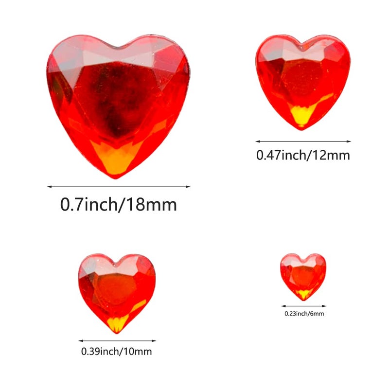 SaktopDeco 8 Sheet Red Heart Rhinestones Flat Back Acrylic Rhinestone Heart Shaped Stickers Self Adhesive for Scrapbooking DIY Crafts Making - Image 2