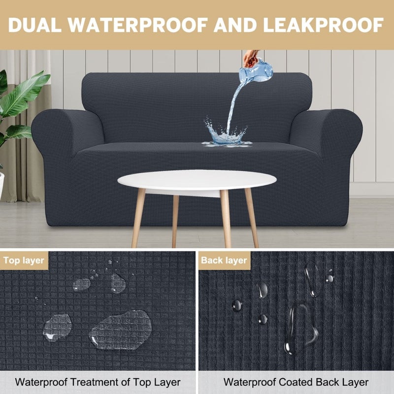 100% Waterproof Sofa Cover Non Slip Couch Cover Stretch Slipcover Leakproof Couch Protector for Dogs Cats Pets, Dark Gray, Sofa - Image 5