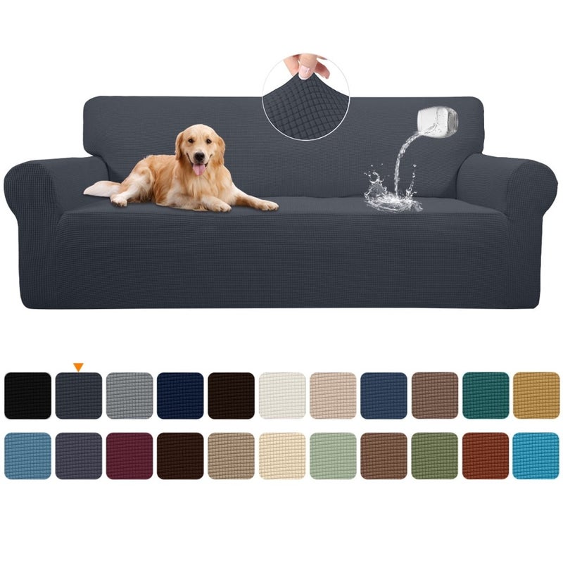 100% Waterproof Sofa Cover Non Slip Couch Cover Stretch Slipcover Leakproof Couch Protector for Dogs Cats Pets, Dark Gray, Sofa - Image 1