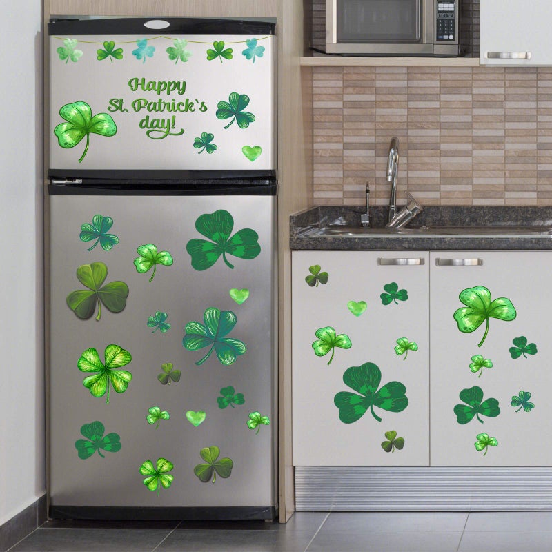 Rotumaty 14 Sheets St. Patricks Day Wall Sticker Decorations  Large Shamrock Wall Decals for Home School Office Decor Party Supplies Ornaments  108 PCS - Image 2