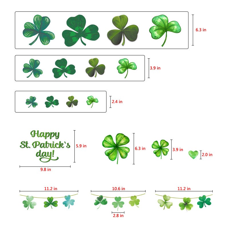 Rotumaty 14 Sheets St. Patricks Day Wall Sticker Decorations  Large Shamrock Wall Decals for Home School Office Decor Party Supplies Ornaments  108 PCS - Image 5