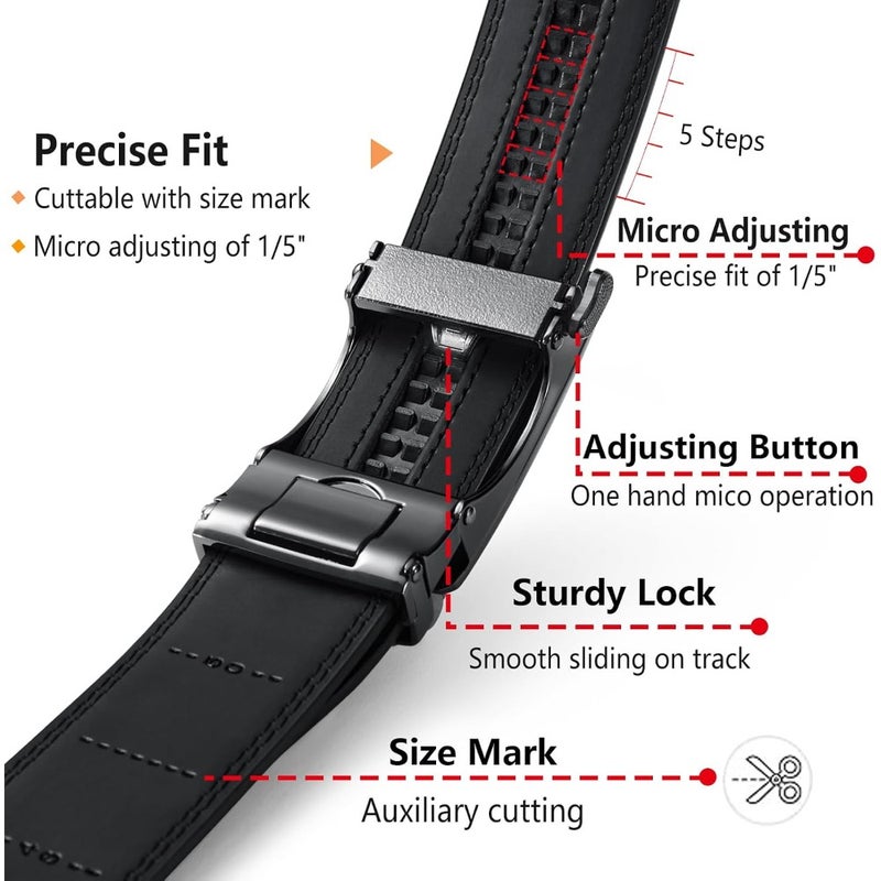 LionVII Mens Genuine Leather Belt, Ratchet Buckle, Trim to Fit 29-50" Waist - Image 4