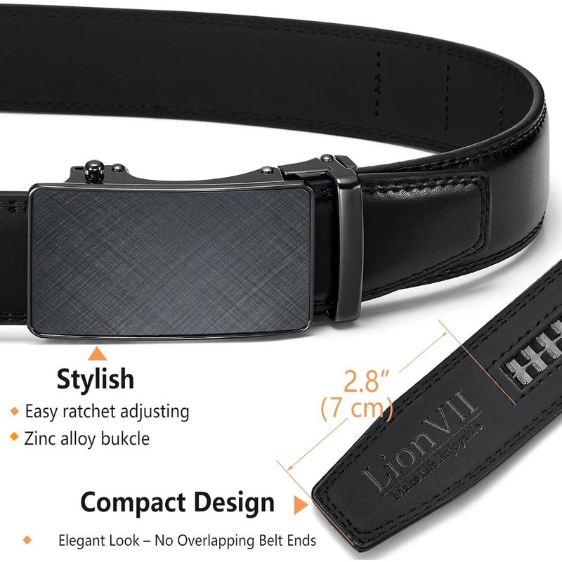 LionVII Mens Genuine Leather Belt, Ratchet Buckle, Trim to Fit 29-50" Waist - Image 3