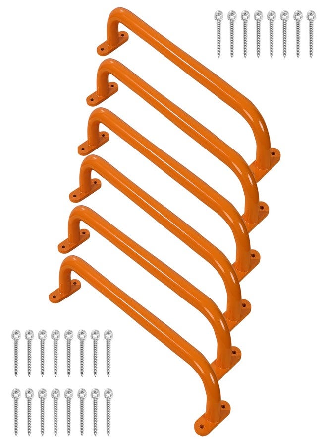 Purife 6 Pieces 17 Inch Orange Safety Playground Handles Outdoor - Metal Playset Accessories Handles Swing Sets Attachment Grab Bars, Indoor Kids Ceiling Monkey Bar for Play Structure - Image 1