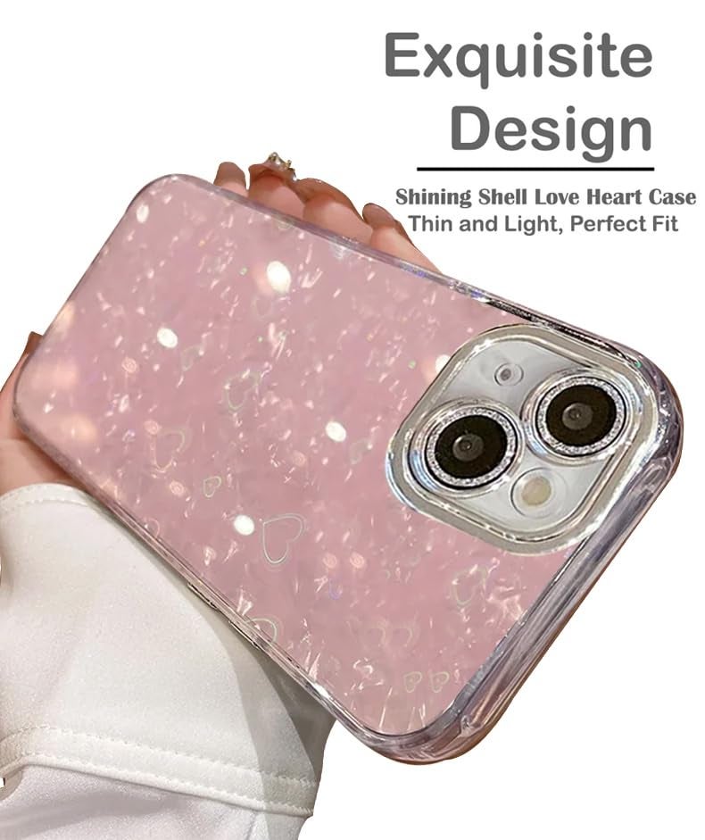 Mobistyle Silicone Designed For iPhone 14|Camera Lens Protection |Heart Pattern Print Design For Women Teen Girls Phone Back Cover Case(Heart Pink) - Image 2