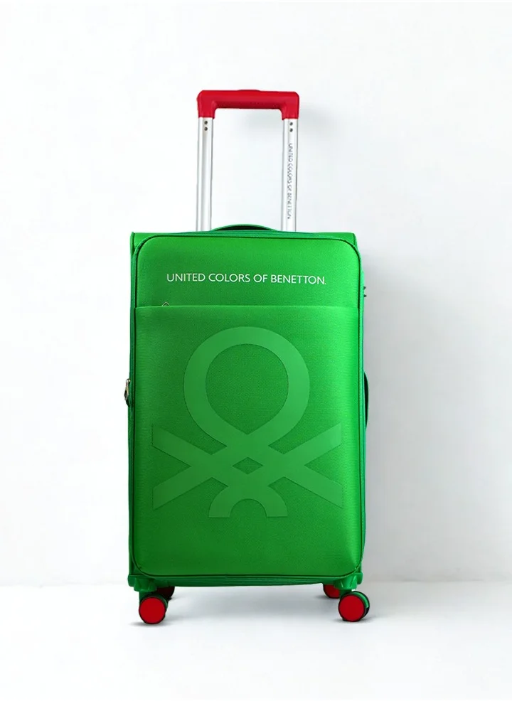 UNITED COLORS OF BENETTON BNTE-50 24 Inch- Checked Luggage with TSA Lock| Material- Soft Trolley with lightweight | Adjustable Trolley Handle | Smooth Dual Wheels 360degree rotate| GREEN