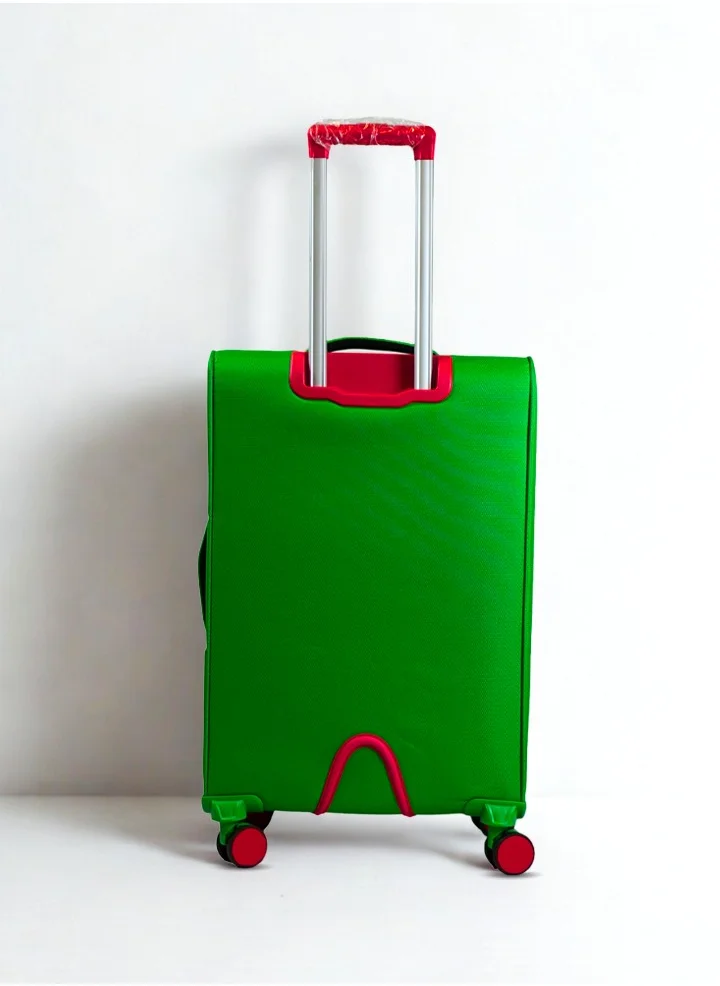 UNITED COLORS OF BENETTON BNTE-50 24 Inch- Checked Luggage with TSA Lock| Material- Soft Trolley with lightweight | Adjustable Trolley Handle | Smooth Dual Wheels 360degree rotate| GREEN