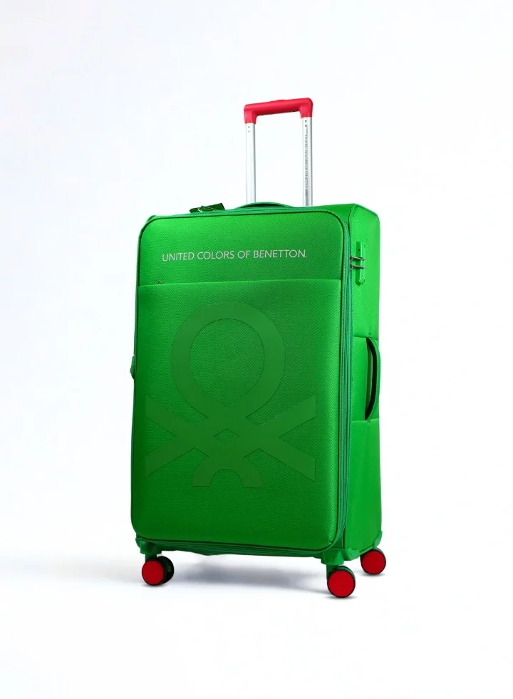 UNITED COLORS OF BENETTON BNTE-50 24 Inch- Checked Luggage with TSA Lock| Material- Soft Trolley with lightweight | Adjustable Trolley Handle | Smooth Dual Wheels 360degree rotate| GREEN