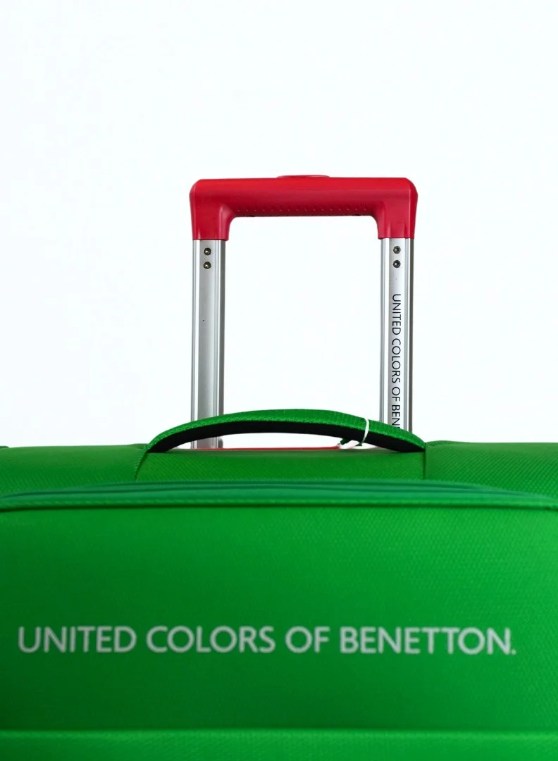 UNITED COLORS OF BENETTON BNTE-50 24 Inch- Checked Luggage with TSA Lock| Material- Soft Trolley with lightweight | Adjustable Trolley Handle | Smooth Dual Wheels 360degree rotate| GREEN