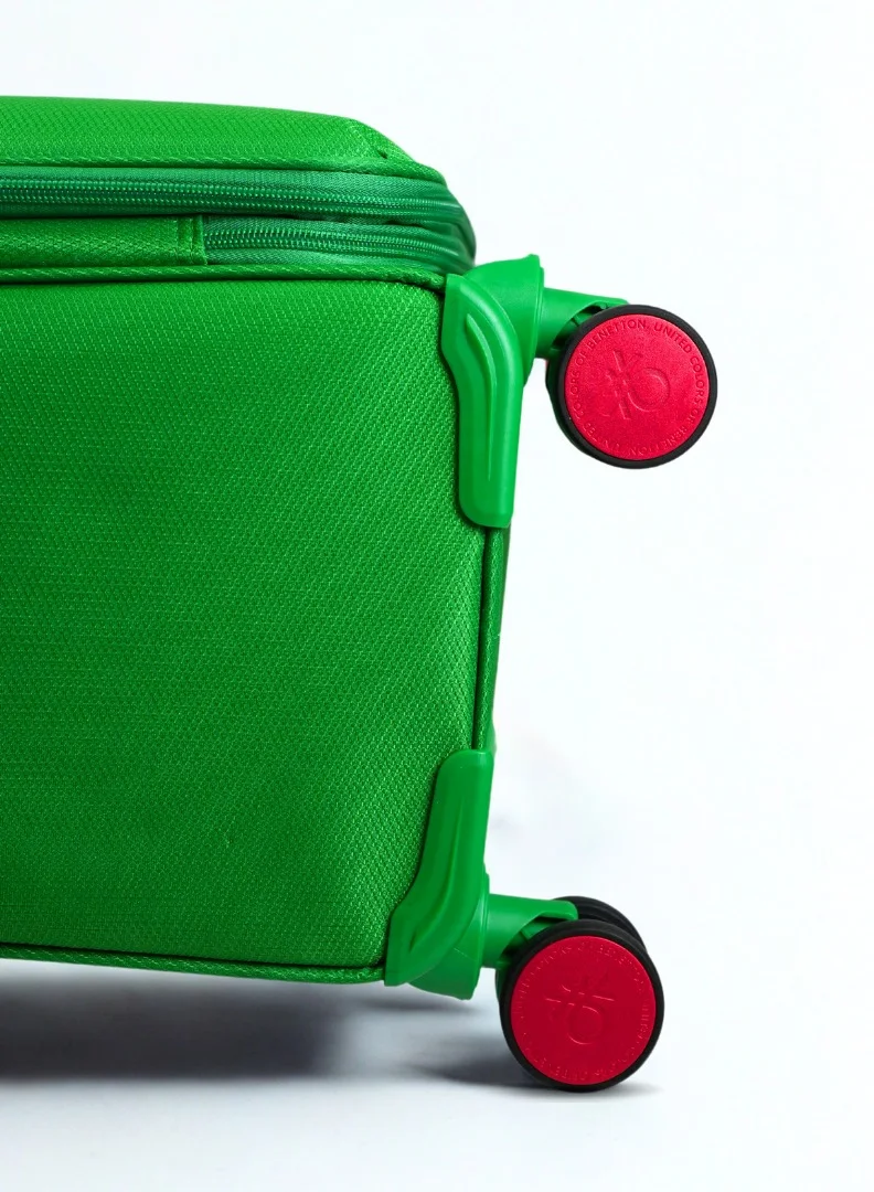 UNITED COLORS OF BENETTON BNTE-50 24 Inch- Checked Luggage with TSA Lock| Material- Soft Trolley with lightweight | Adjustable Trolley Handle | Smooth Dual Wheels 360degree rotate| GREEN
