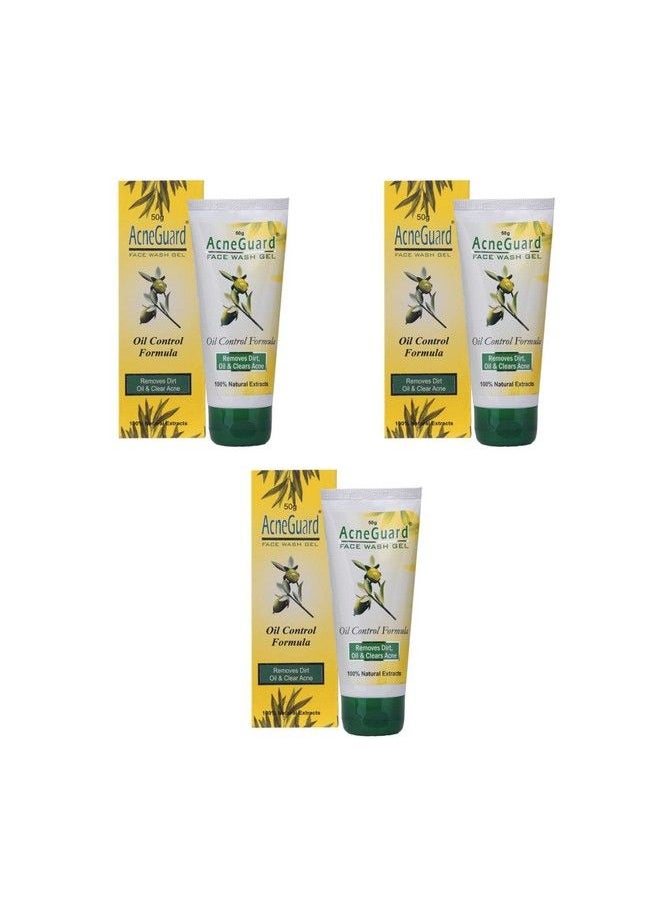 PIL Acneguard Face Wash Gel ; Clears Acne Pimples Clogged Pores ; Perfect Blend Of Natural Ingredients ; Deeply Cleanses ; Gentle ; Refreshing (50G Each Pack Of 3)  - Image 1