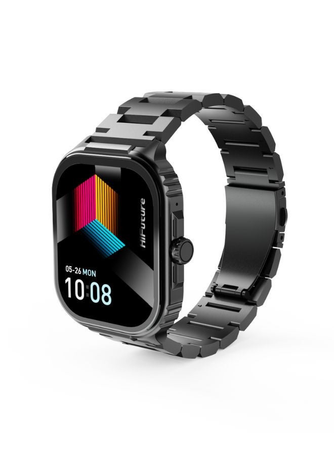HiFuture Ultra3 PRO Premium Stainless Steel Smart Calling Watch, 2.04 Inch AMOLED Display, Black - Image 1