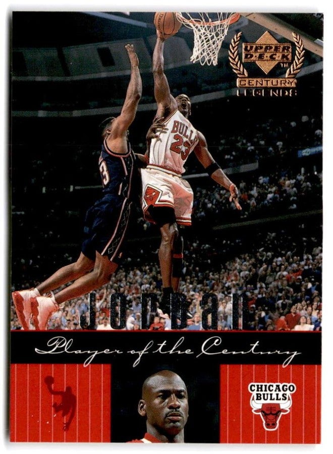 أبير ديك بطاقة تداول كرة السلة لمايكل جوردان، لاعب فريق شيكاغو بولز، من إصدار Upper Deck Century Legends لعام 1999-2000، رقم 84 - Image 1