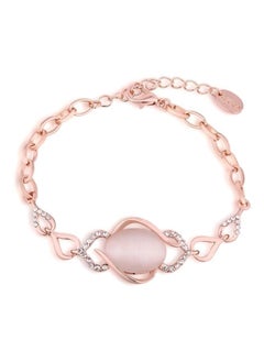 Alloy 18 Karat Rose Gold Plated And Opal Stone Studded Charm Bracelet