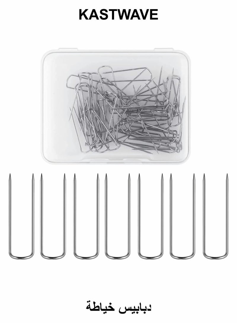 KASTWAVE Sewing U-Pins, 50 Pcs Metal U Pins Needlecrafts Pins Double Blocking Pins Multipurpose Straight Pins for DIY Sewing Jewelry Craft Making Fabric Decor (0.91 Inch/0.5cm) - Image 1