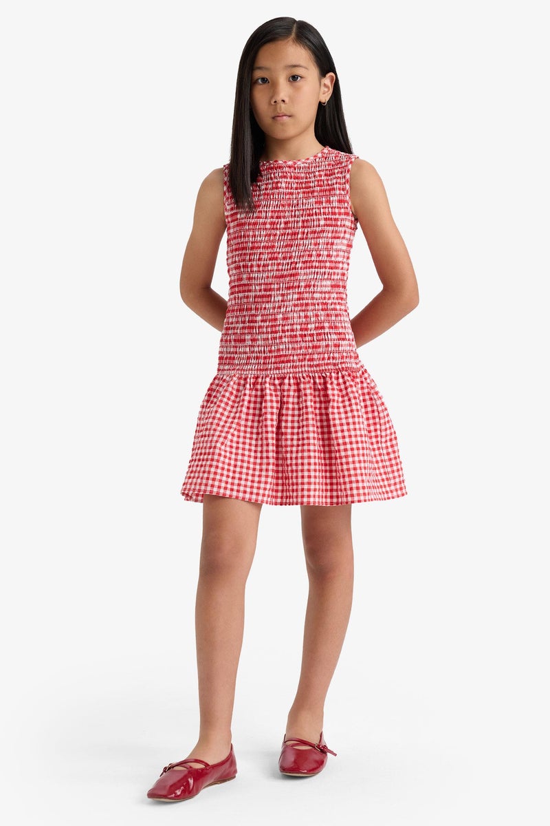 ديفاكتو فستان بناتي كاروهات صيفي برقبة مستديرة - Image 3