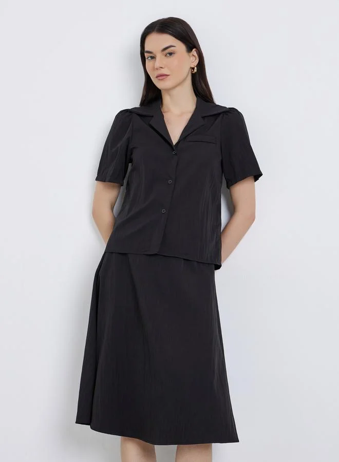 Take Two Take Two Women Solid Collared Shirt and Skirts Co-Ords