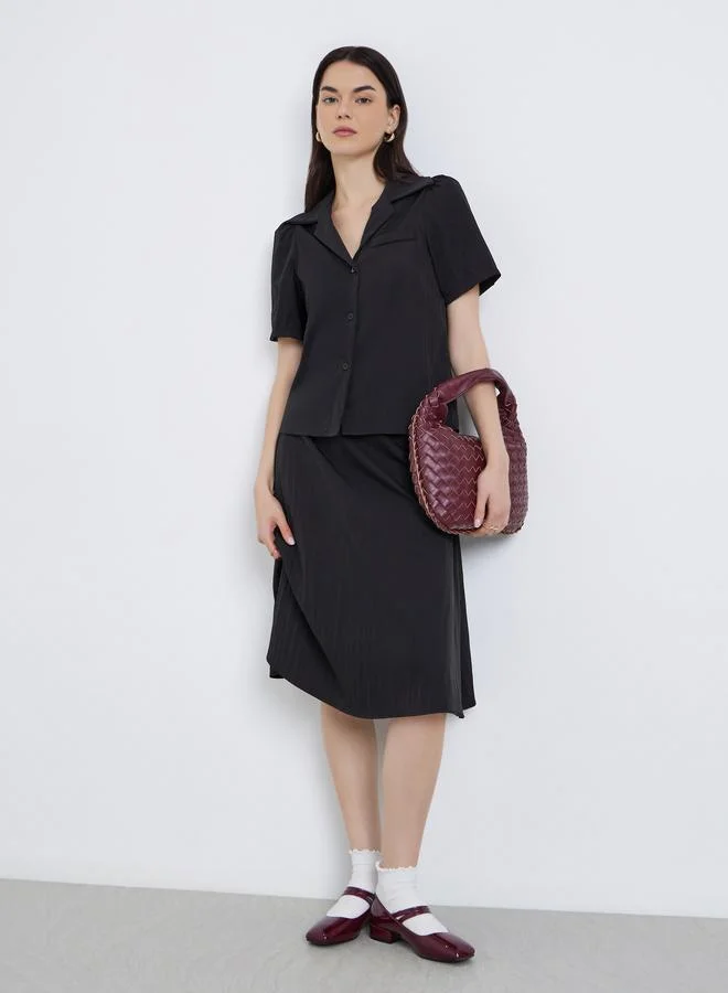 Take Two Take Two Women Solid Collared Shirt and Skirts Co-Ords