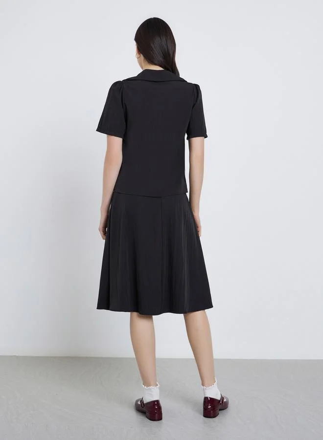 تايك تو Take Two Women Solid Collared Shirt and Skirts Co-Ords