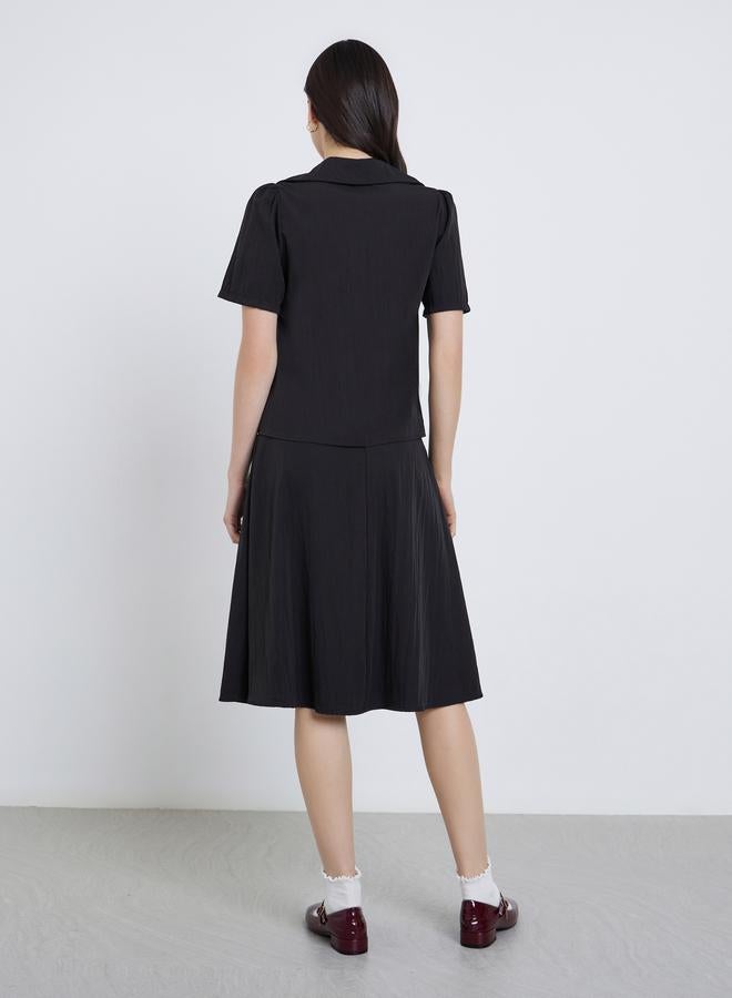 Take Two Women Solid Collared Shirt and Skirts Co-Ords - Image 5