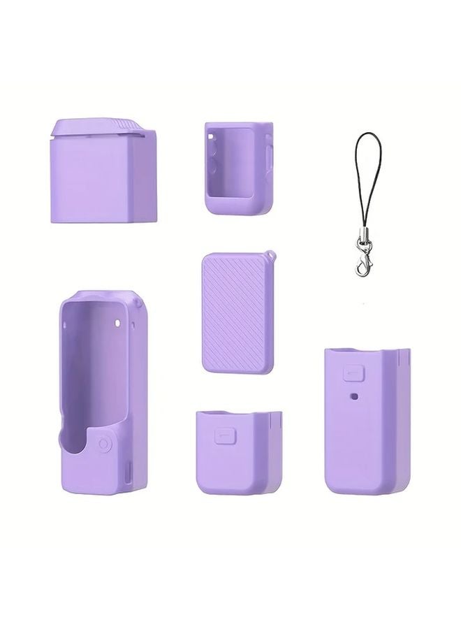 حافظة سيليكون واقية أرجوانية من 6 قطع لكاميرا DJI Pocket 3 Osmo - Image 1