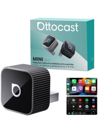 OTTOCAST MINI Slim, Autocast Mini, CarPlay & Android Auto, Wireless Adapter, Wireless Connection, Genuine Wired CarPlay/Android Auto, Compatible with Vehicles Equipped with Navigation, Voice Control