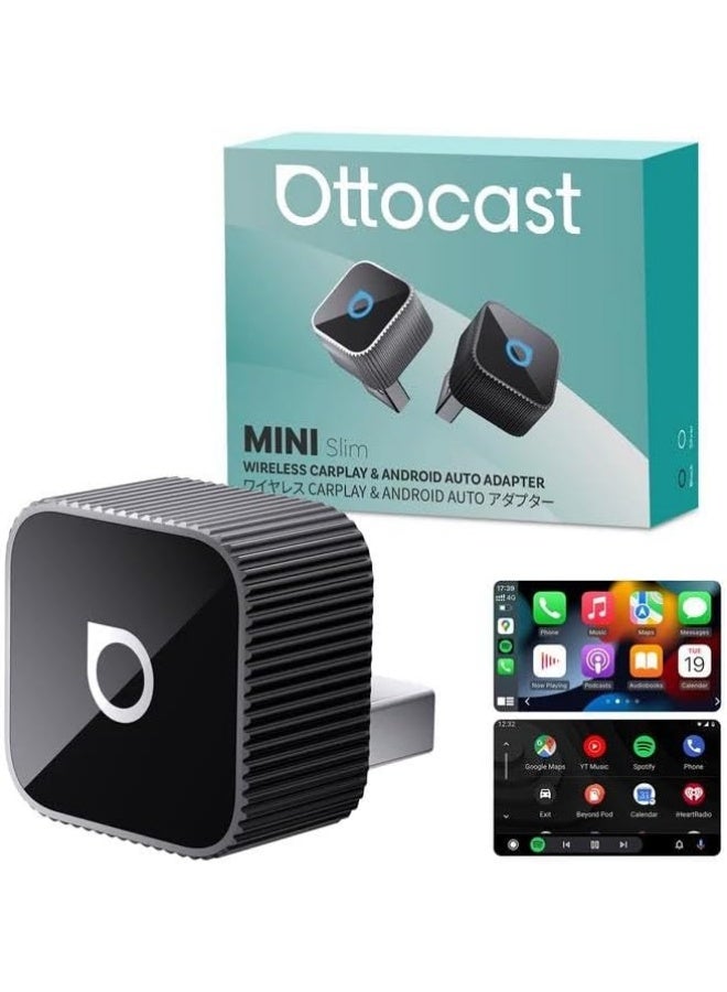أوتوكاست محول لاسلكي OTTOCAST MINI Slim، أوتوكاست ميني، يدعم CarPlay وAndroid Auto، اتصال لاسلكي، متوافق مع CarPlay/Android Auto السلكي الأصلي، متوافق مع المركبات المجهزة بنظام ملاحة وتحكم صوتي - Image 1