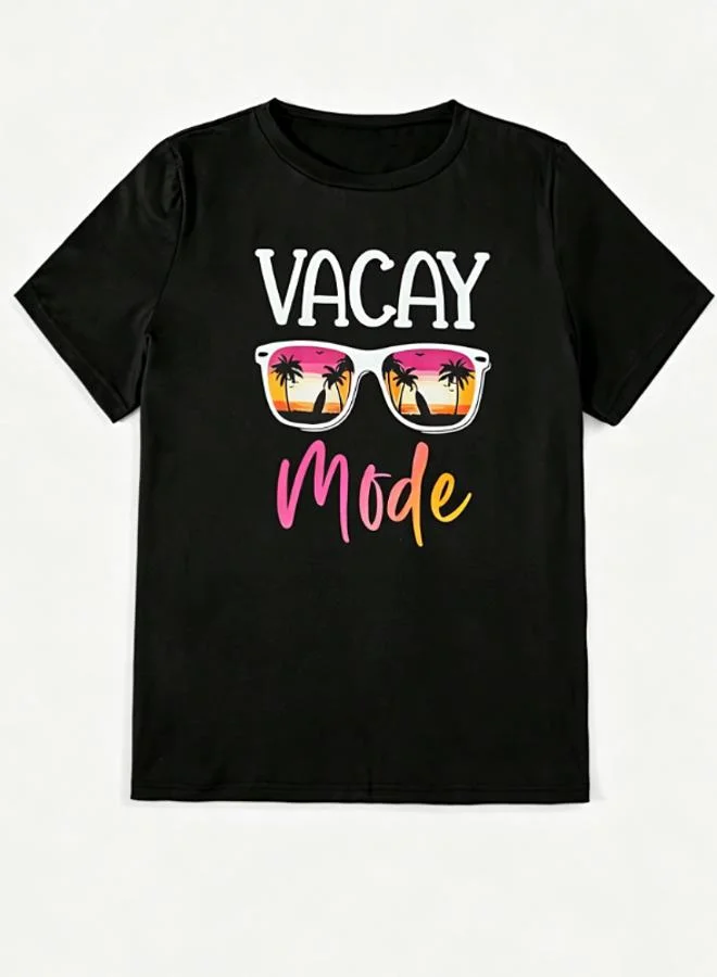 Take Two Plus Size Black Graphic Print T-Shirt