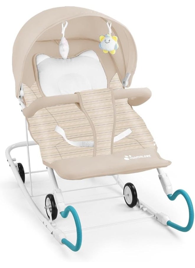 Mamalove Mamalove Adjustable Rocking & Rolling Chair for Toddlers and Preschoolers – Ergonomic Seat with Headrest, Footrest & Dual Spring Safety | Lightweight & Comfortable, (Pink with canopy)  - Image 1