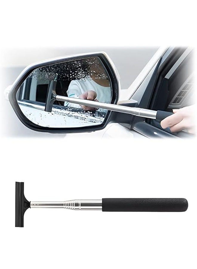 Generic 1 Pcs Car Rearview Mirror Wiper, Retractable Auto Glass Squeegee, Water Cleaner with Telescopic Long Rod, Portable Cleaning Tool for All Vehicles, Universal Automotive Accessories - Image 1