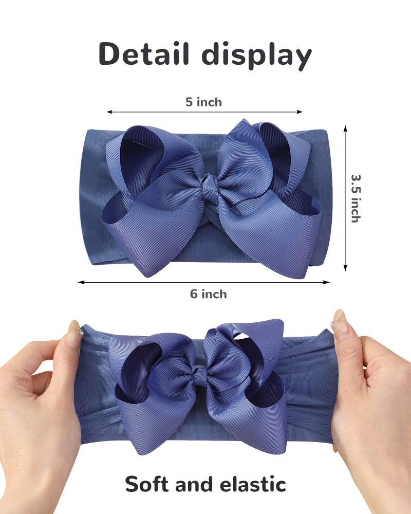 doboi Baby Girl Headband - 12pcs Nylon Hair Accessories with Big Ribbon Bows, Soft Lightweight Headbands for Baby Girls Infant Newborn Toddler - Image 2
