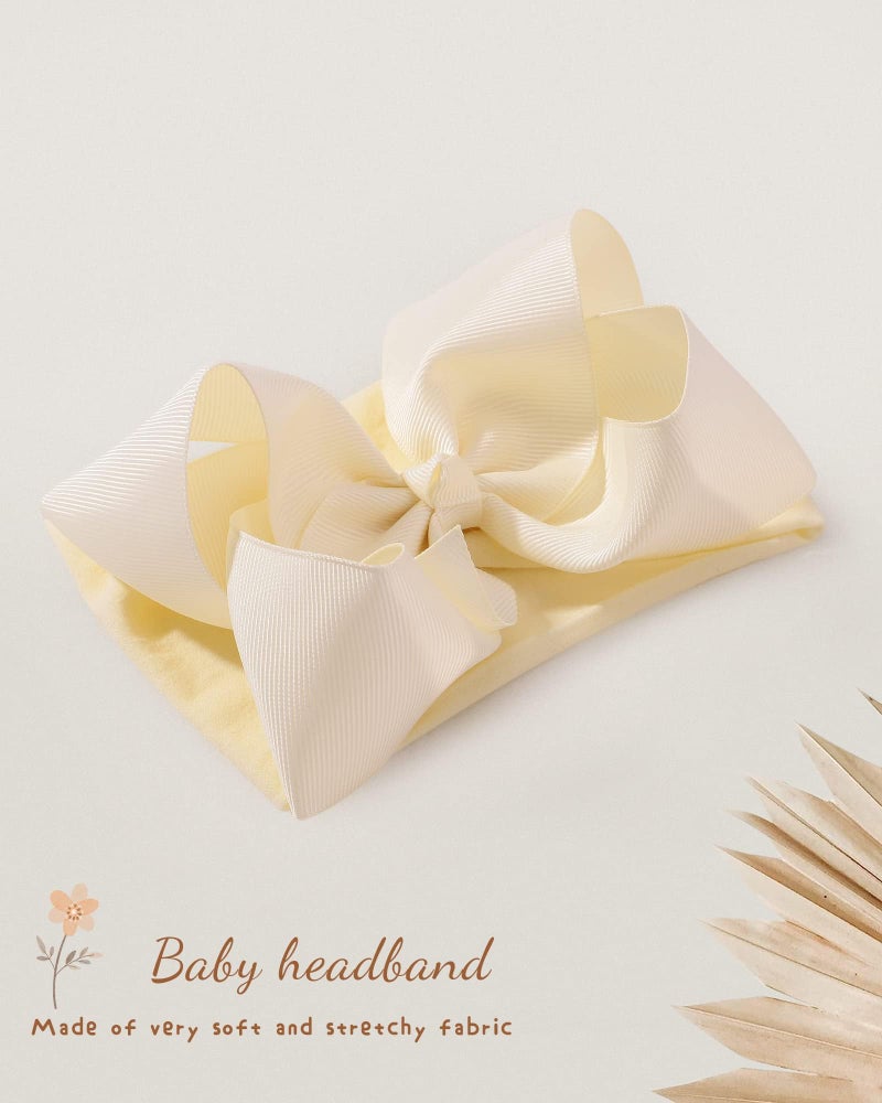 doboi Baby Girl Headband - 12pcs Nylon Hair Accessories with Big Ribbon Bows, Soft Lightweight Headbands for Baby Girls Infant Newborn Toddler - Image 5