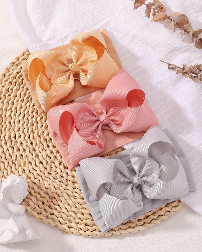 doboi Baby Girl Headband - 12pcs Nylon Hair Accessories with Big Ribbon Bows, Soft Lightweight Headbands for Baby Girls Infant Newborn Toddler - Image 4