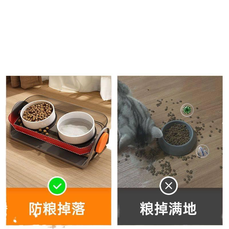 Floor Mat Use Food and Water Stainless Steel Pet Bowl Raised Double with Bowl and Home Use Feeding Bowl Feeding Accessory Use for Cats and Dogs - Image 2