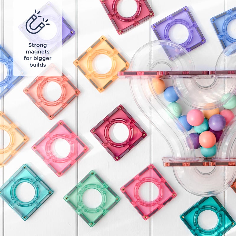 CONNETIX Magnetic Tiles Pastel Ball Run Pack, 106 Pieces - Image 2
