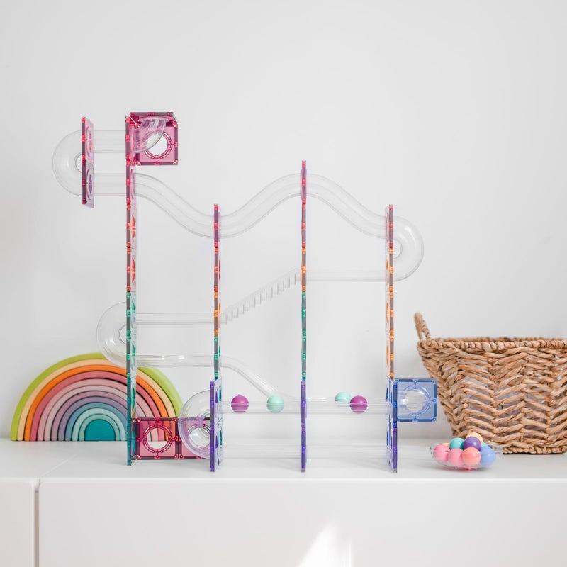 CONNETIX Magnetic Tiles Pastel Ball Run Pack, 106 Pieces - Image 5